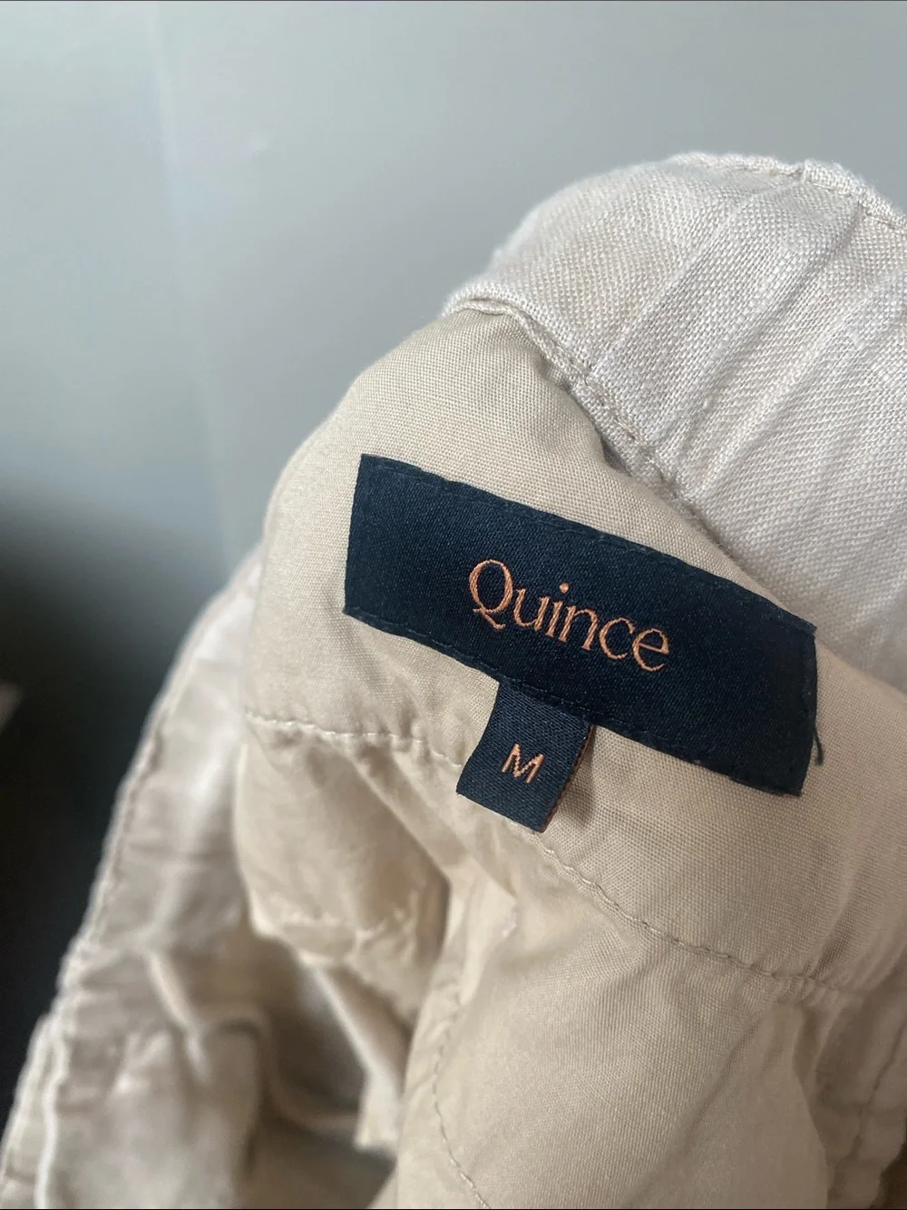 Quince European linen pants, driftwood khaki size medium
